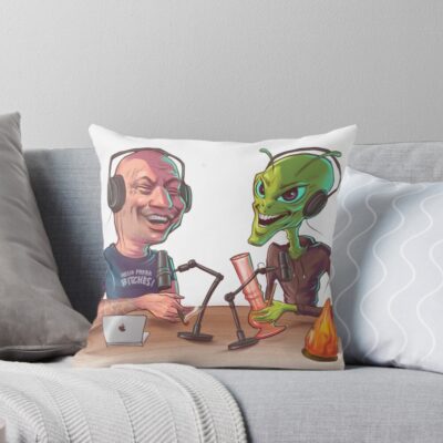 Joe Rogan And The Alien Throw Pillow