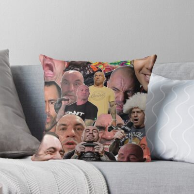 The Many Faces Of Joe Rogan Mask Throw Pillow